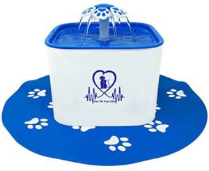 Pet Fit For Life Water Fountain Dispenser Plus Bonus Cat Dog Wand and Mat