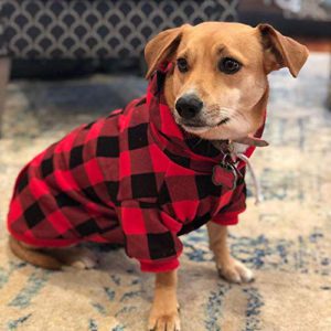 KOOLTAIL Plaid Dog Hoodie Pet Clothes Sweaters with Hat