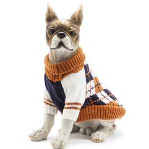 OBIBI Dog Sweater Plaid Pet Cat Winter Knitwear Warm Clothes